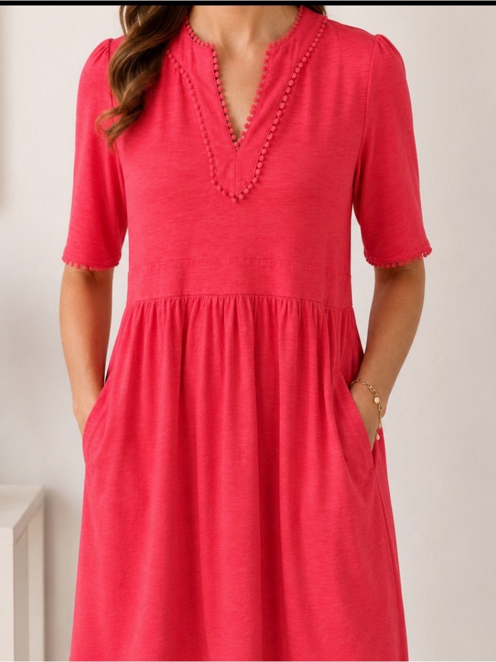 Boden Maddie Trim Jersey Dress Pink NWT Size 16-18